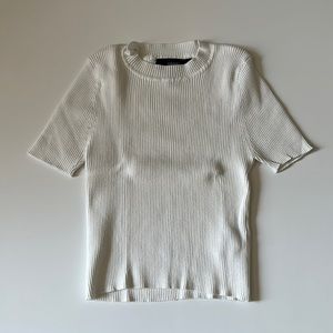 Forever 21 River White Cropped Short Sleeve Mock Neck T-Shirt